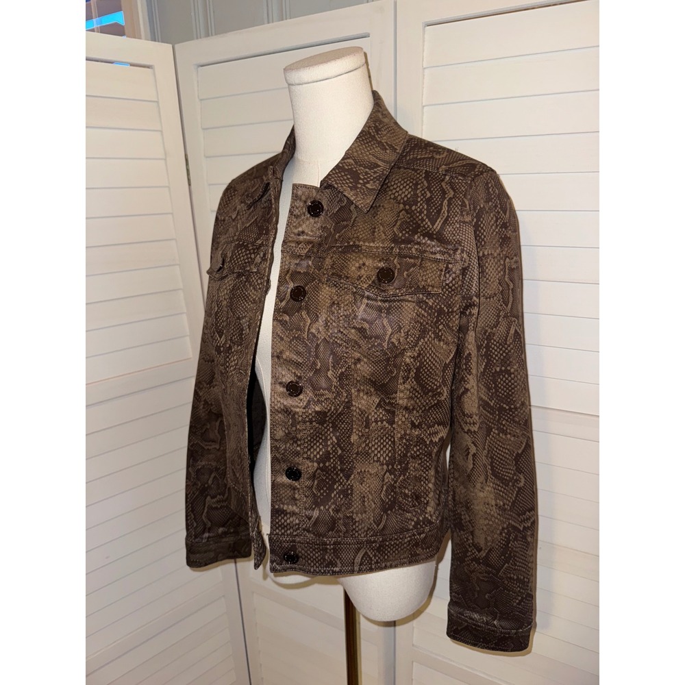WHITE HOUSE BLACK MARKET Snake Print Denim Jacket Women's Size Small - Picture 4 of 7